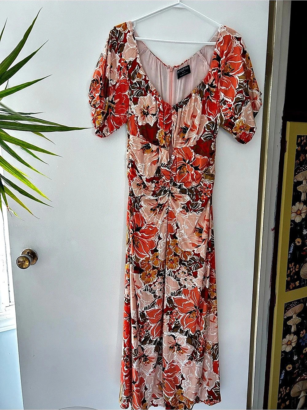 MINKPINK Floral Maxi Dress in Pink & Orange